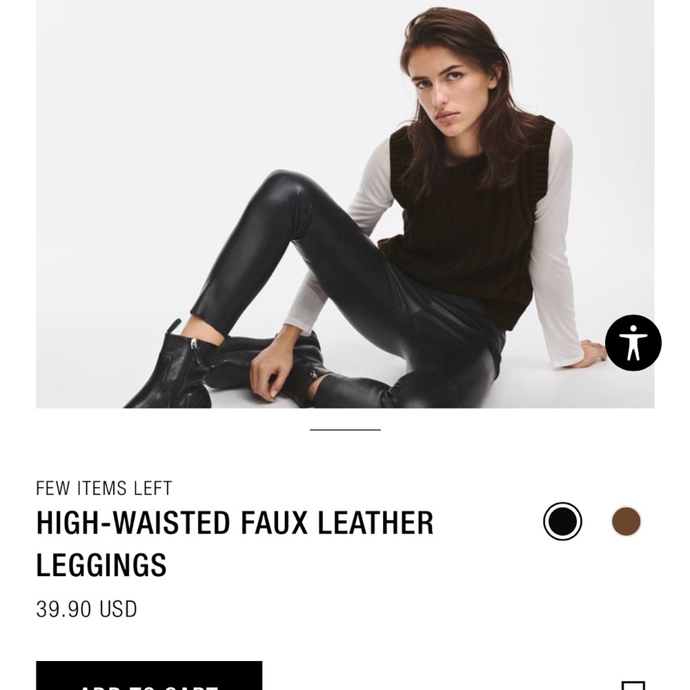 Zara leather leggings high rise
